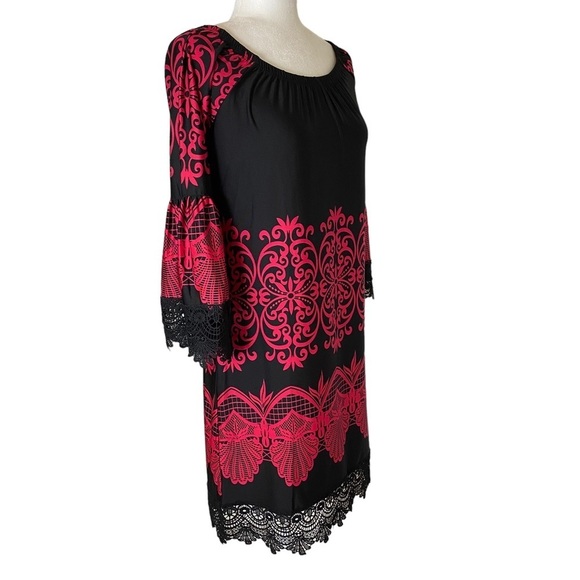 NWT White Mark Black and Fuchsia Lace Trimmed Shift‎ Dress Sz M - Picture 5 of 16